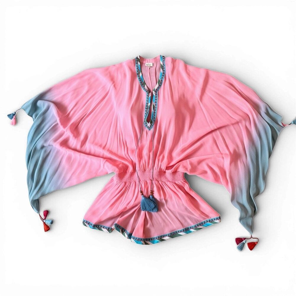 Talitha NWT Pink Ombre Batwing Tassel Tunic S/M